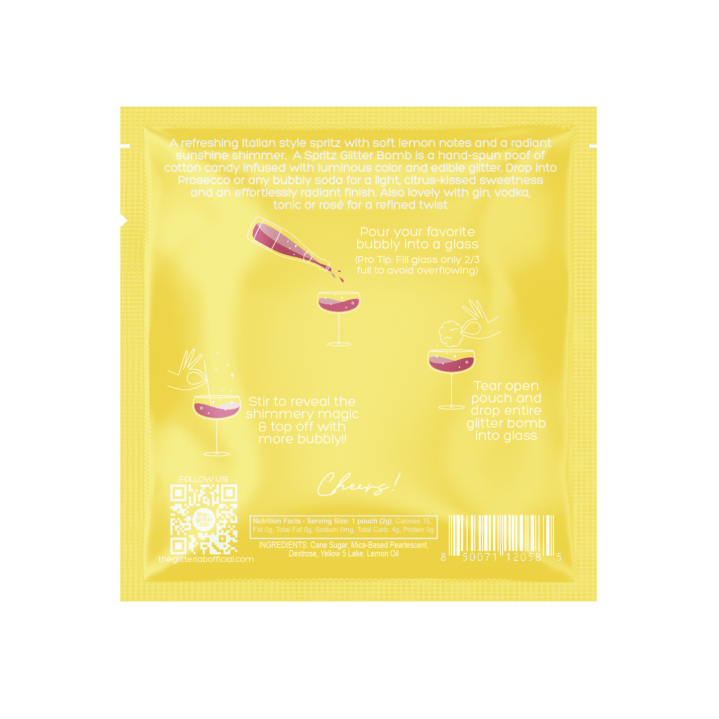 Amalfi Spritz Glitter Bomb for Prosecco & Bubbly | Lemon